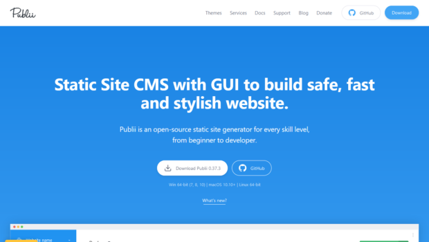 Publii Static Site CMS Generator for building Ultra-Fast and Secure Websites